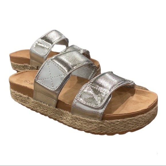 Olivia Miller Palm Cove Dual Strap Slide On Espadrille Platform Wedge Sandals 10 - Picture 1 of 8